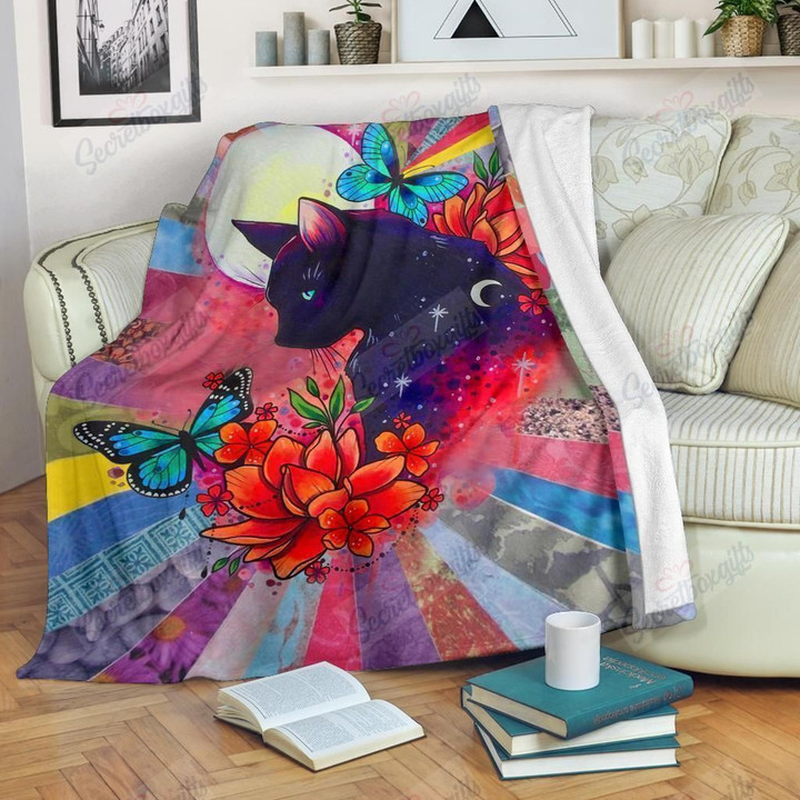 Colorful Black Cat Gs-Cl-Ml2004 Fleece Blanket