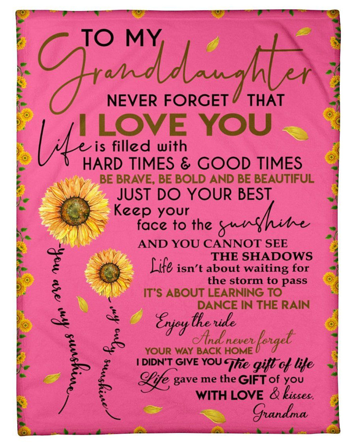 Sunflower Grandma Gift For Granddaughter Just Do Your Best Fleece Blanket