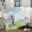 Elephant Playing With Dandelion Xa0602110Cl Fleece Blanket