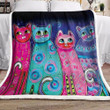 Cat Colorful Np0211057F Sherpa Fleece Blanket