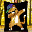 Custom Blanket Dabbing Cat Funny Dab Hip Hop Dabbing Kitty Blanket - Fleece Blanket