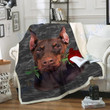 Customs Blanket Doberman Rose Zipper Dog Pocket Blanket - Fleece Blanket