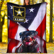 Custom Blanket Rottweiler Dog Flag Blanket - Fleece Blanket