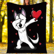 Custom Blanket Dabbing Husky Dog Blanket - Valentines Day Gifts - Fleece Blanket