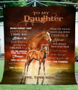 To My Daughter Love Horse Gift From Mom Moosfy Soft Fleece Blanket, Gift For Daughter Birthday, Christmas Gift