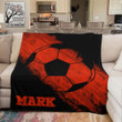 Soccer Red Custom Text Name And Number Fleece Blanket