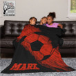 Soccer Red Custom Text Name And Number Fleece Blanket