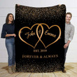 Moosfy Blanket - Custom Blanket, Gift For Wife/Husband, Anniversary Gift - Gold Heart Blanket
