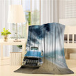 Vintage Coupe Stormy Beach Throw Blanket