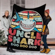Custom Blanket Uncle Shark Blanket - Perfect Gift For Uncle - Fleece Blanket