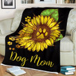 Custom Blanket Sunflower Dog Mom Paw Blanket - Fleece Blanket