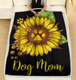 Custom Blanket Sunflower Dog Mom Paw Blanket - Fleece Blanket