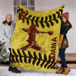 Softball Catcher Or Pitcher Custom Text Name And Number Fleece Blanket
