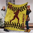 Softball Catcher Or Pitcher Custom Text Name And Number Fleece Blanket