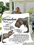 To My Grandson Love Hollygrams Dinosaur Blanket Bedgag™