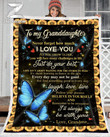 Custom Text Name For Granddaughter From Grandma - Butterfly - I'Ll Always Be With You Fleece Blanket