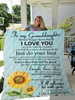 To My Granddaughter I Will Always Be With You Love Grandma Sunflower Blanket Bedgag™