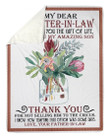 Thankful Message From Father-In-Law To Daughter-In-Law Fleece Blanket