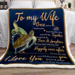 (H295) Customizable Turtle Blanket - Husband To Wife - I Love You