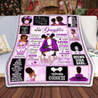 To My Daughter Love Mom Black Woman Purplesion Melanin, African American Cozy Fleece Blanket, Sherpa Blanket