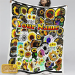 Love Sunflower Personalize Custom Name Blanket