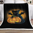 Halloween Cat Sherpa Fleece Blanket Rr