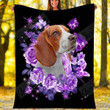 Beagle Dog Purple Roses Th0401515Cl Fleece Blanket