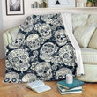 White Floral Sugar Skull Gs-Cl-Dt2506 Fleece Blanket