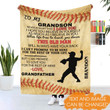 To My Son/Grandson Baseball Personalized Fleece Blanket