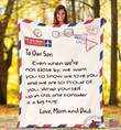 To Our Son - Love Mom And Dad Blanket Cozy Fleece Blanket, Sherpa Blanket
