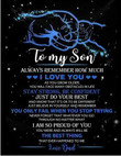 Son Blanket To My Son Always Remember How Much I Love You Dad Blue Navy Cozy Fleece Blanket, Sherpa Blanket
