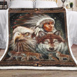 Wolf Native American Chief Gs-1505Lb Fleece Blanket