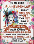 Daughter-In-Law Blanket To My Daughter-In-Law I Didn’T Give You The Gift Of Life Mother-In-Law Lion White Premium Blanket Full Size