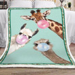Bubble Gum Gang With Llama Giraffe And Ostrich Sherpa Fleece Blanket Rrag