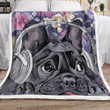 Bulldog With Headphones Gs-Cl-Dt0104 Fleece Blanket