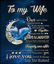 Wife Quilt To My Wife Once Upon A Time I Became Yours Husband Moon Dolphins Premium Quilt Blanket Size Throw, Twin, Queen, King, Super King