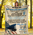 Mom To Son Police Officer American Usa Flag Fleece Blanket | Adult 60X80 Inch | Youth 45X60 Inch | Colorful | Bk3123