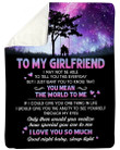 Purple Night Gift For Girlfriend You Mean The World To Me Fleece Blanket Sherpa Blanket