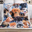 Puppy Dog Blue Flower Am2610678Cl Fleece Blanket