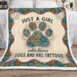 Mandala Just A Girl Who Loves Dogs And Has Tattoos Kl0809023Hn Fleece Blanket
