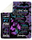 Laugh Love Live Black Background Purple Butterflies Mandala Grandpa Gift For Granddaughter Sherpa Blanket