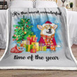 Corgi Dog Christmas Sherpa Fleece Blanket Rra