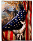 White-Tailed Deer, Behind In The Flag, Gift For Hunter Fleece Blanket