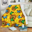 Butterfly Sunflower Sherpa Fleece Blanket Koey