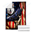 Custom Blanket Husky Dog American Flag Blanket - Dog Gifts - Fleece Blanket