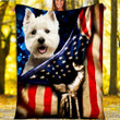 Custom Blanket West Highland White Terrier Dog American Flag Blanket - Fleece Blanket