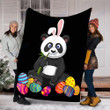 Custom Blanket Panda Bunny Ear With Egg Easter Blanket - Fleece Blanket
