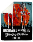 Skull Husband And Wife Drinking Partner For Life Fleece Blanket Gift For Him
