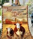 Cow Farm Live Life Like Someone Left The Gate Open Quilt Blanket