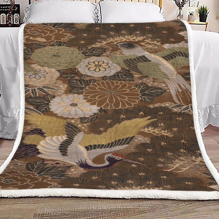 Bird And Flower Fleece Blanket All Over Prints